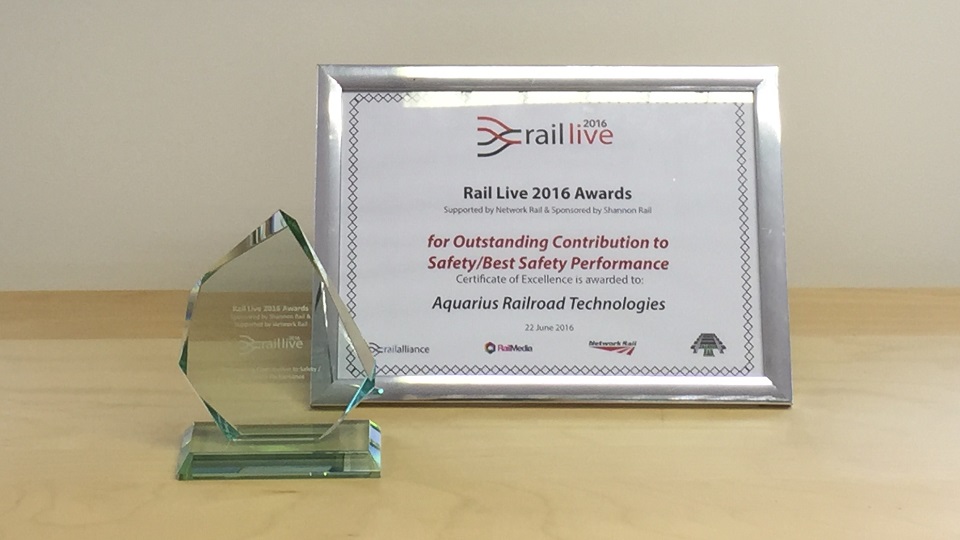 Aquarius Rail Winners of Outstanding Contribution to Safety Rail Live Awards 2016